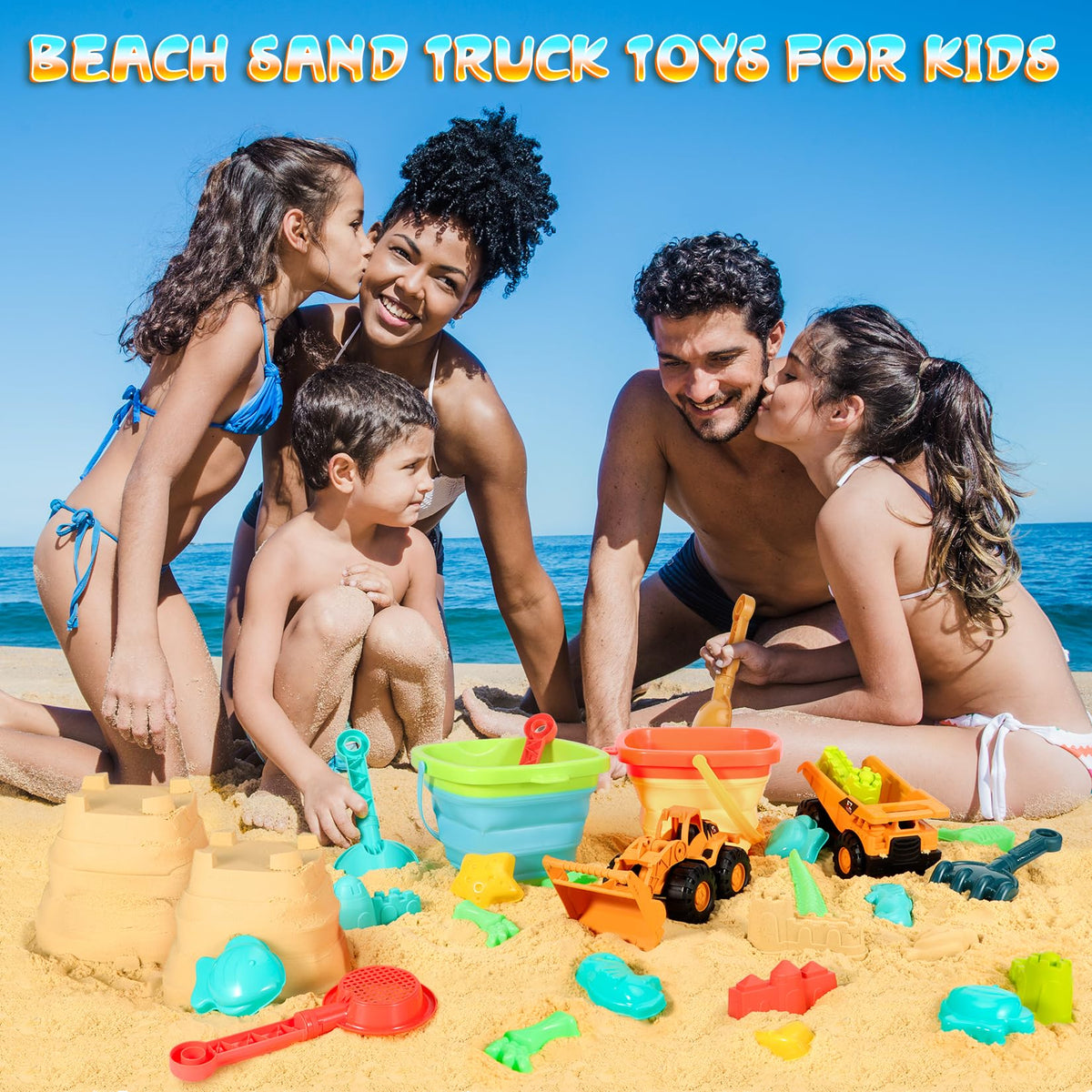 HUITEM kids-play-beach-scene-ideal outdoor toy set for home or travel.