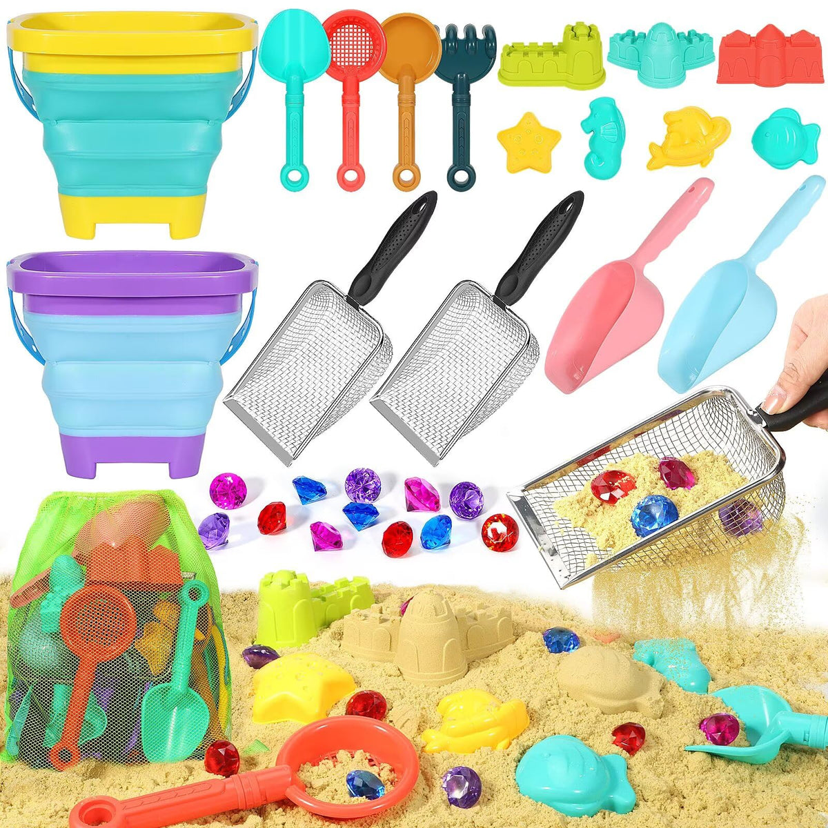 HUITEM mesh bag travel toys for quick dry and easy carry.