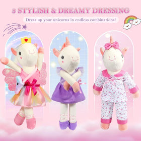 HUITEM plush unicorn bag with crossbody strap for easy storage on the go.