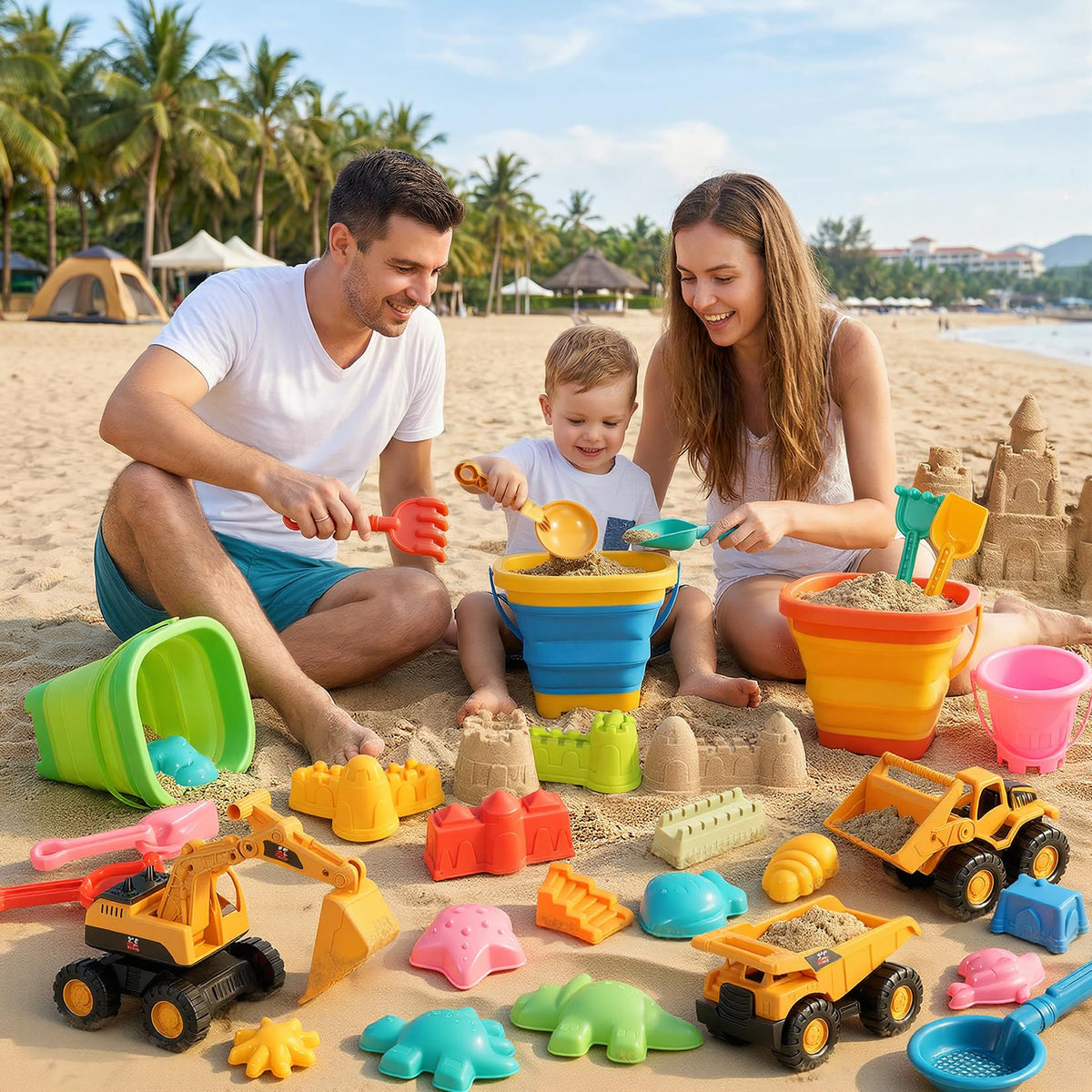 HUITEM sand castle molds for shaping towers and walls