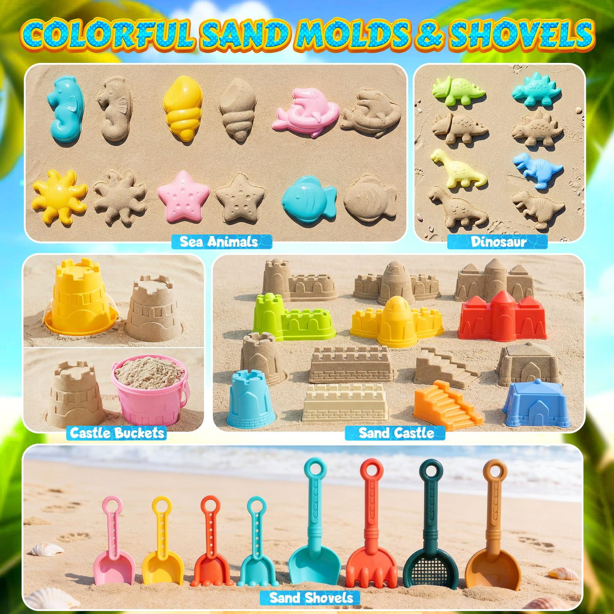 HUITEM shovel and rake tools for small handed beach play