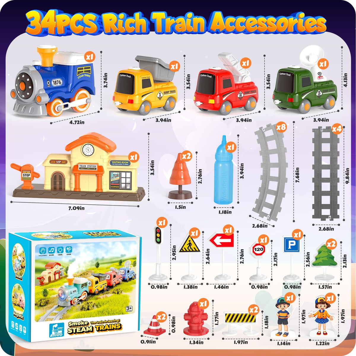 HUITEM train set dump truck for cargo-themed pretend play and scene building
