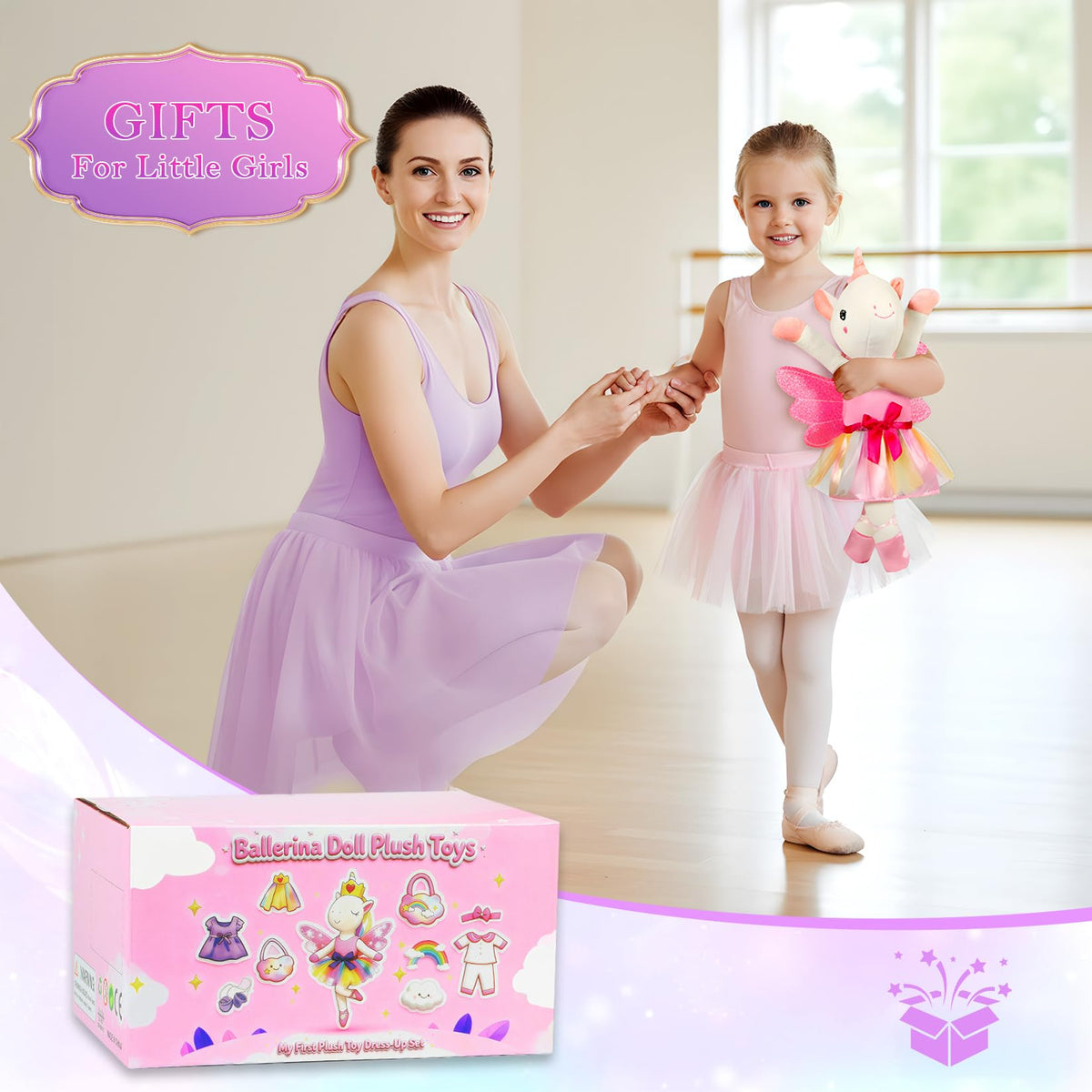 HUITEM travel-friendly unicorn toy set ideal for playdates and gifts.