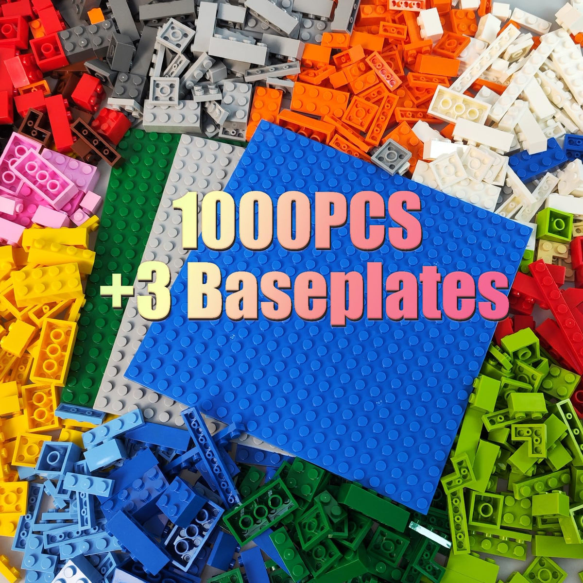 HUIZDQ 1000-pieces blocks blue baseplate fosters imaginative building on a sturdy surface