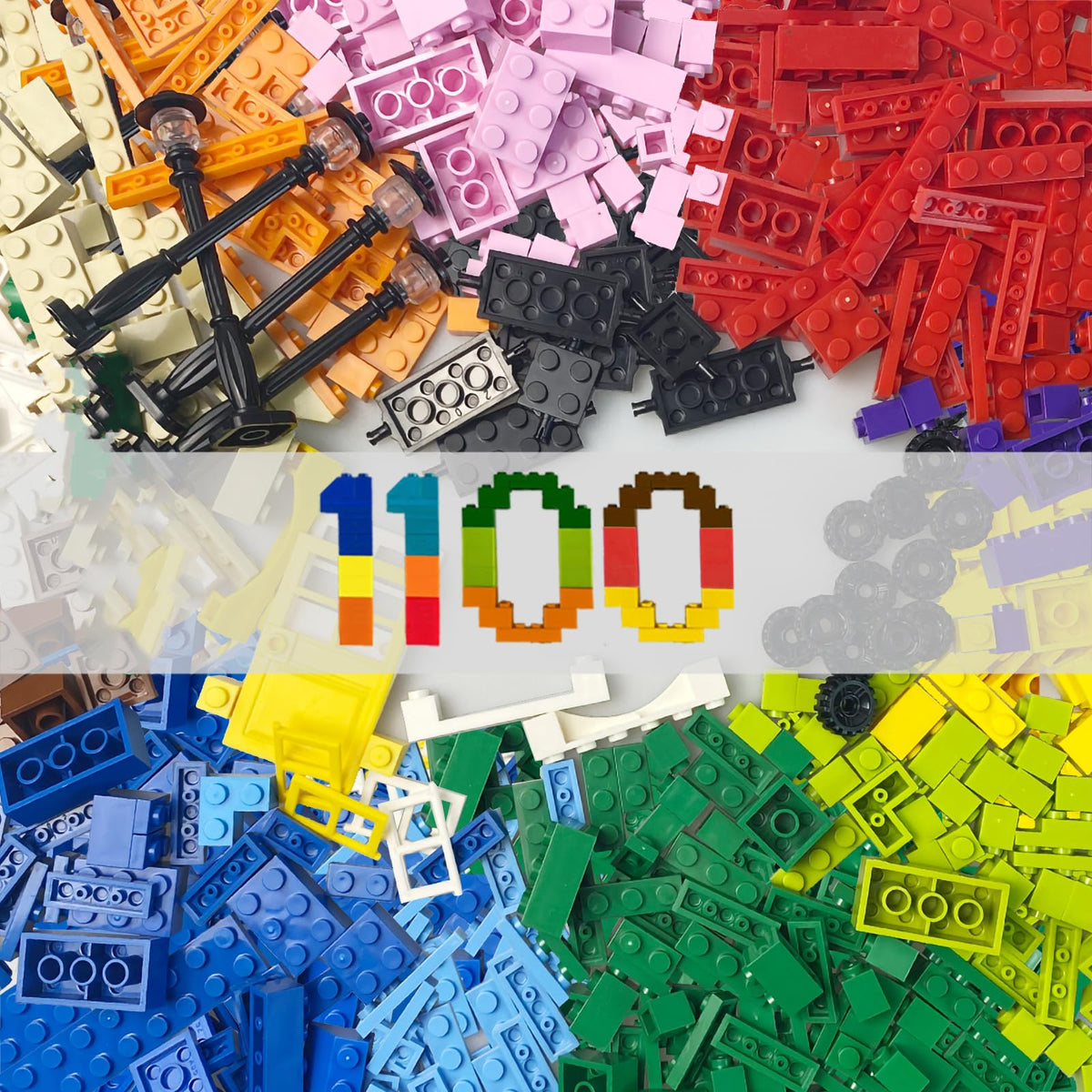 HUIZDQ 1100-piece building blocks main view, compatible with major brands