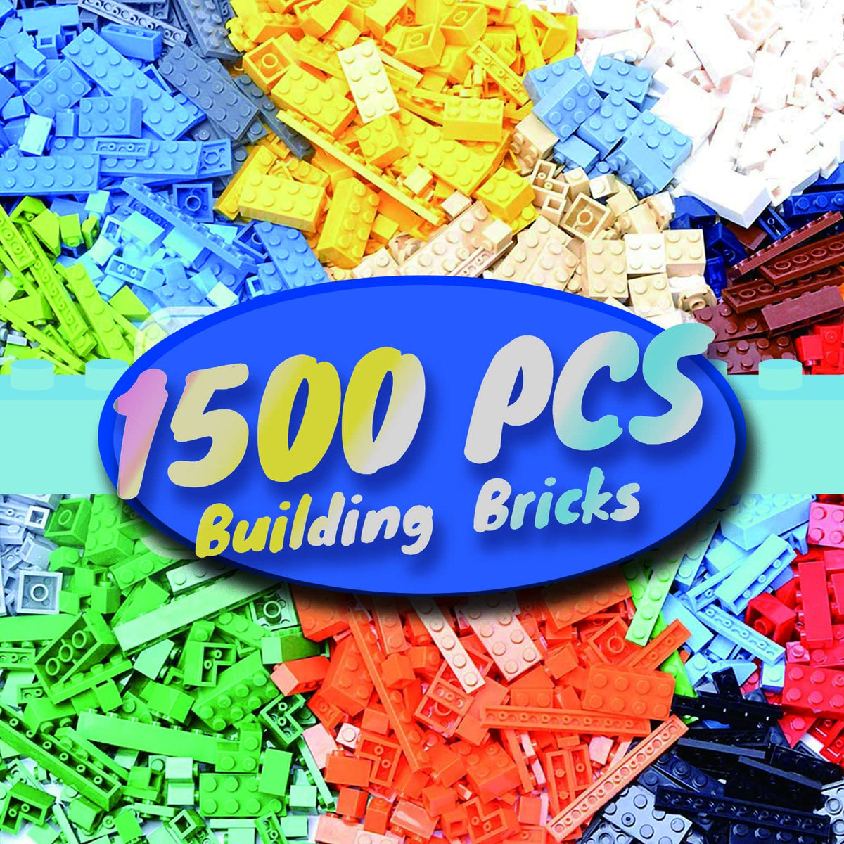 HUIZDQ 1500-piece building bricks for versatile play and cross-brand compatibility.
