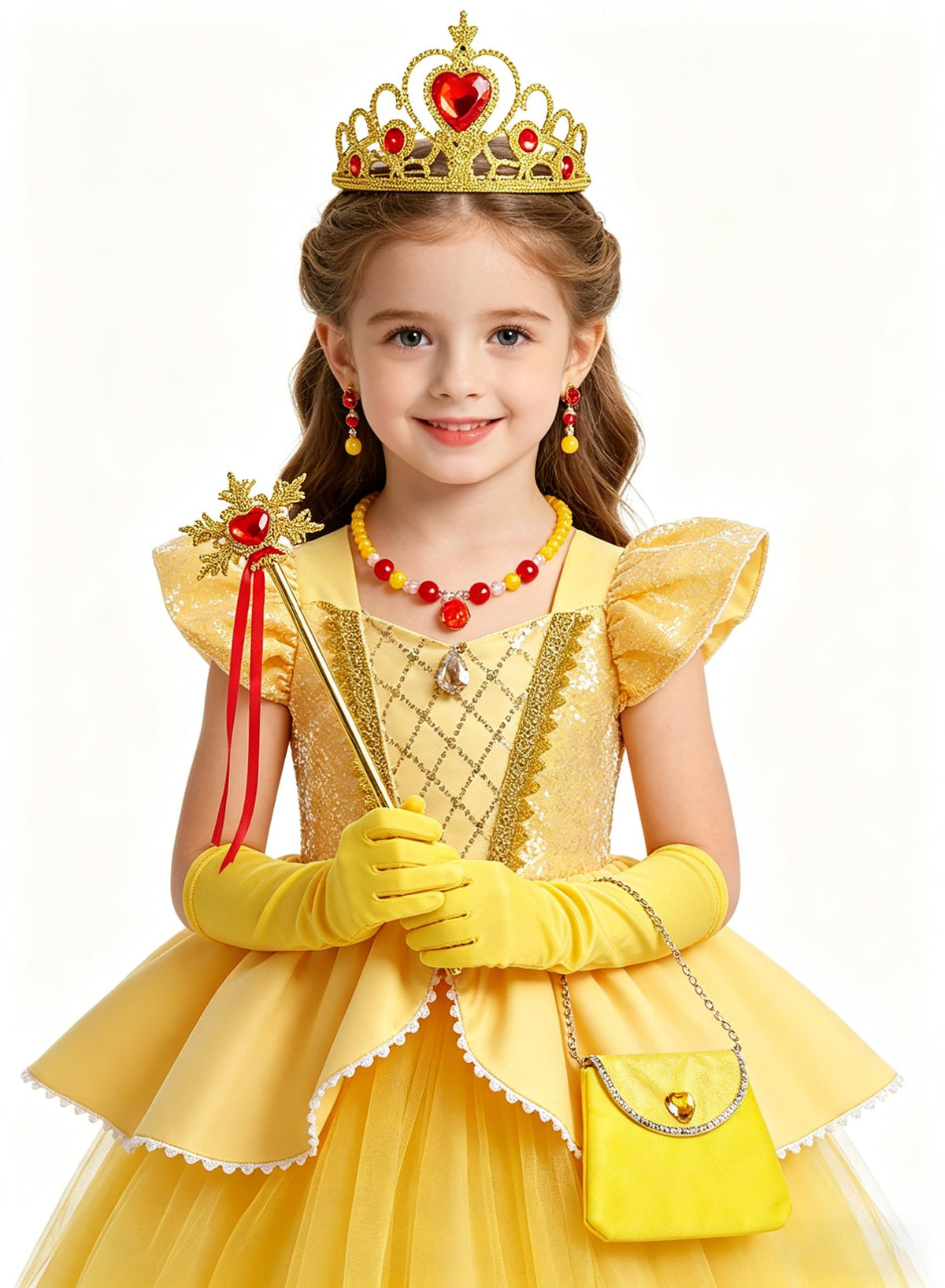 Hulaha Belle yellow princess dress concealed back zipper for easy on and off