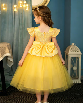 Hulaha Belle yellow princess dress full three layer skirt for twirl worthy movement