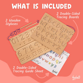 Hulats double-sided tracing surface for versatile, reusable learning sessions.