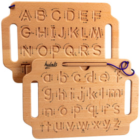 Hulats Learn to Write portable wooden tracing board for on-the-go writing practice.