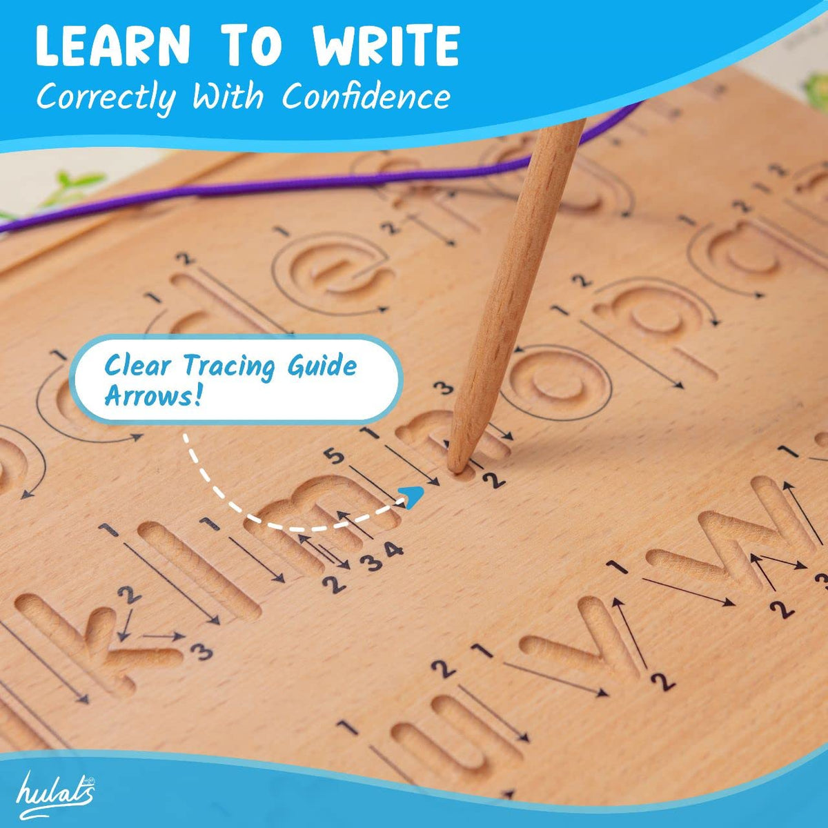 Hulats rounded edges design keeps little hands safe during tracing.