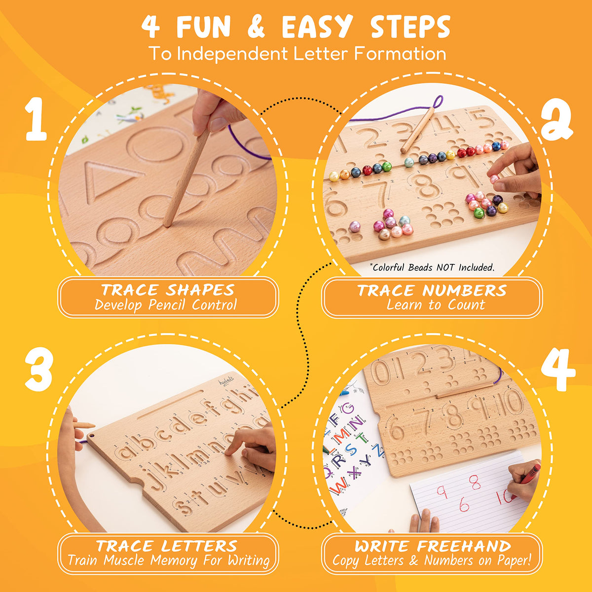 Hulats wooden alphabet letters large print aids early writing practice.