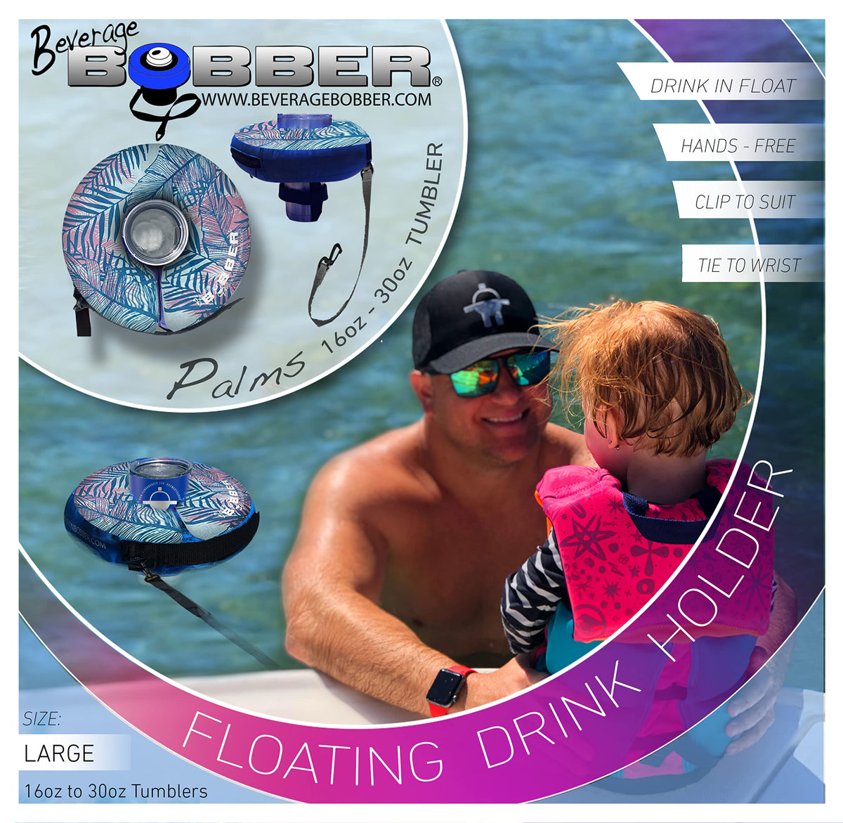 Human Bobber 30-inch drink leash keeps beverages upright during swim