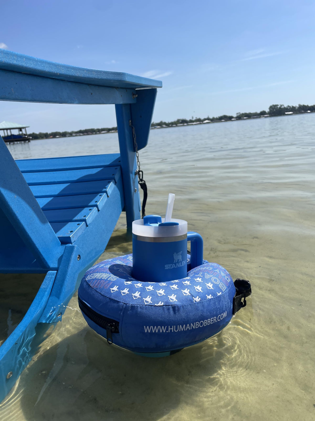 Human Bobber hands-free floating enables relaxed lounging while enjoying beverages