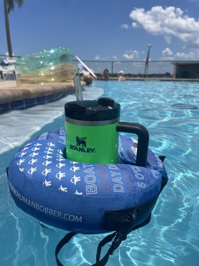 Human Bobber two-size option fits cans and bottles for versatile poolside sipping