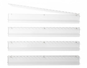 Humble Oak Co. scallop mahjong rack in clear acrylic, highlighting transparency and design.