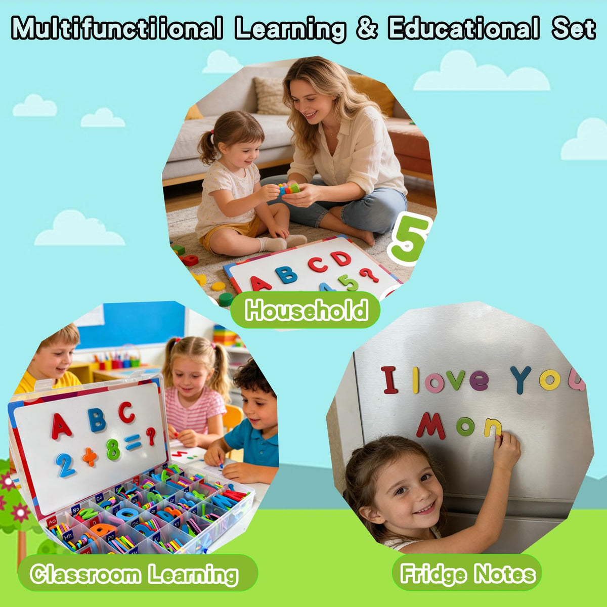 Hummigoo non-toxic EVA foam magnets with rounded edges for safe play.