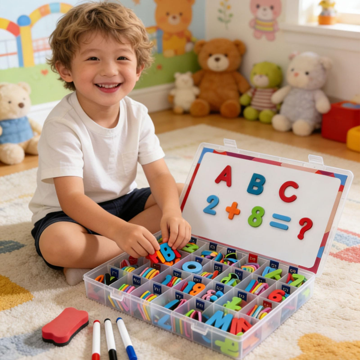Hummigoo magnets with strong backing staying attached to whiteboard surface.