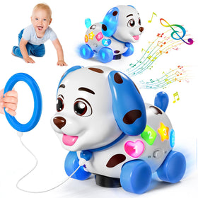 HumorPlay musical puppy toy in sit-to-crawl mode for early movers
