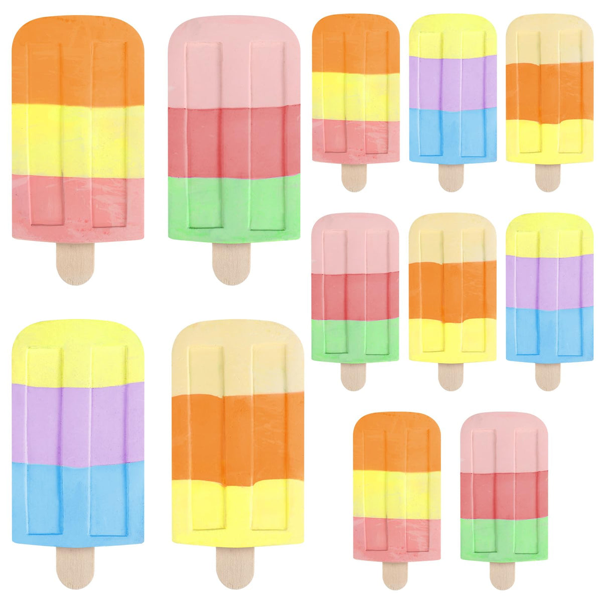 Humyoun ice cream sidewalk chalk 12-pcs set offers vivid colors for outdoor drawings.