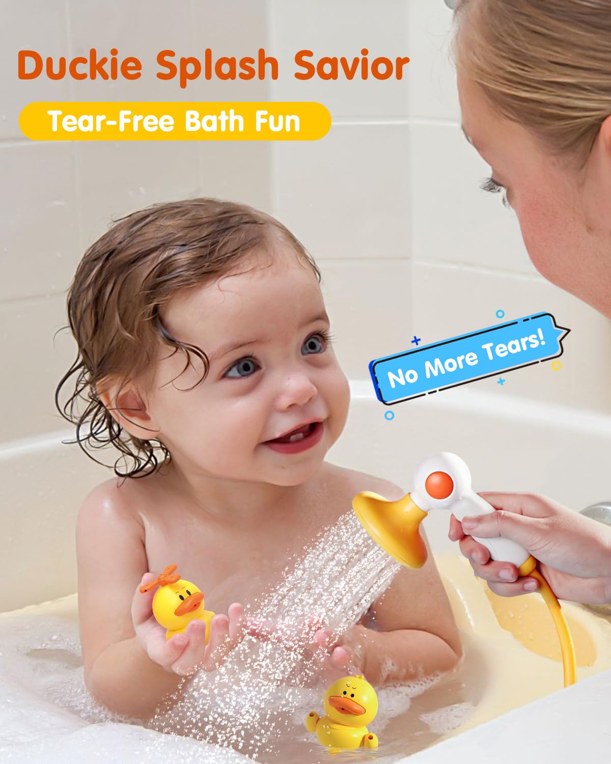 Humzo Duckie Bath Head features dual waterproof design for splash-ready play.