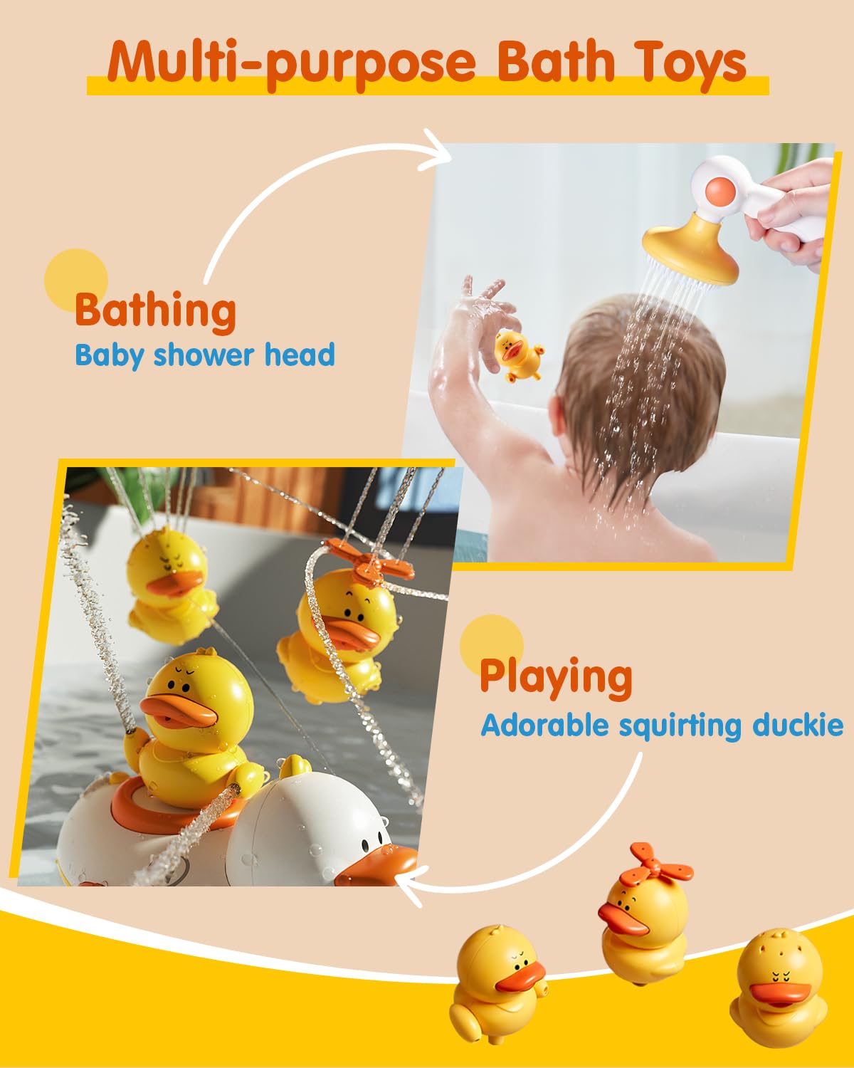 Humzo Duckie Bath Head one-button operation for small hands.