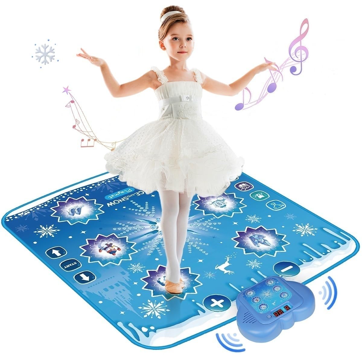 Humzo Frozen Dance Mat front view with glowing LEDs for active play and coordination.