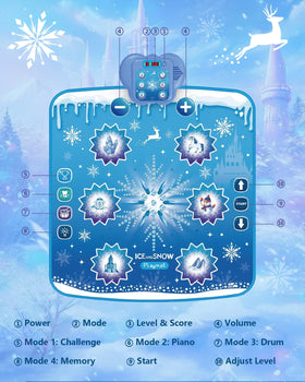 Humzo Frozen Dance Mat LED light show enhances children's dance sessions.