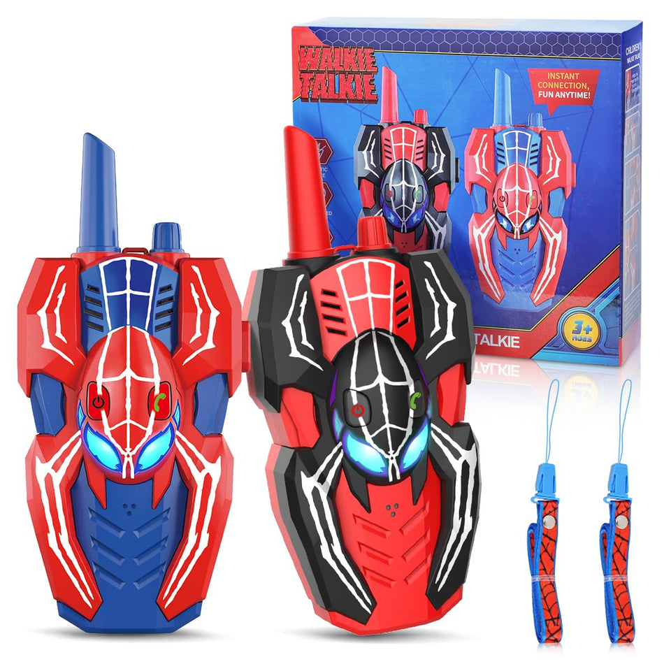 Humzo Spider Hero walkie front view, kid-friendly grip for easy indoor play.