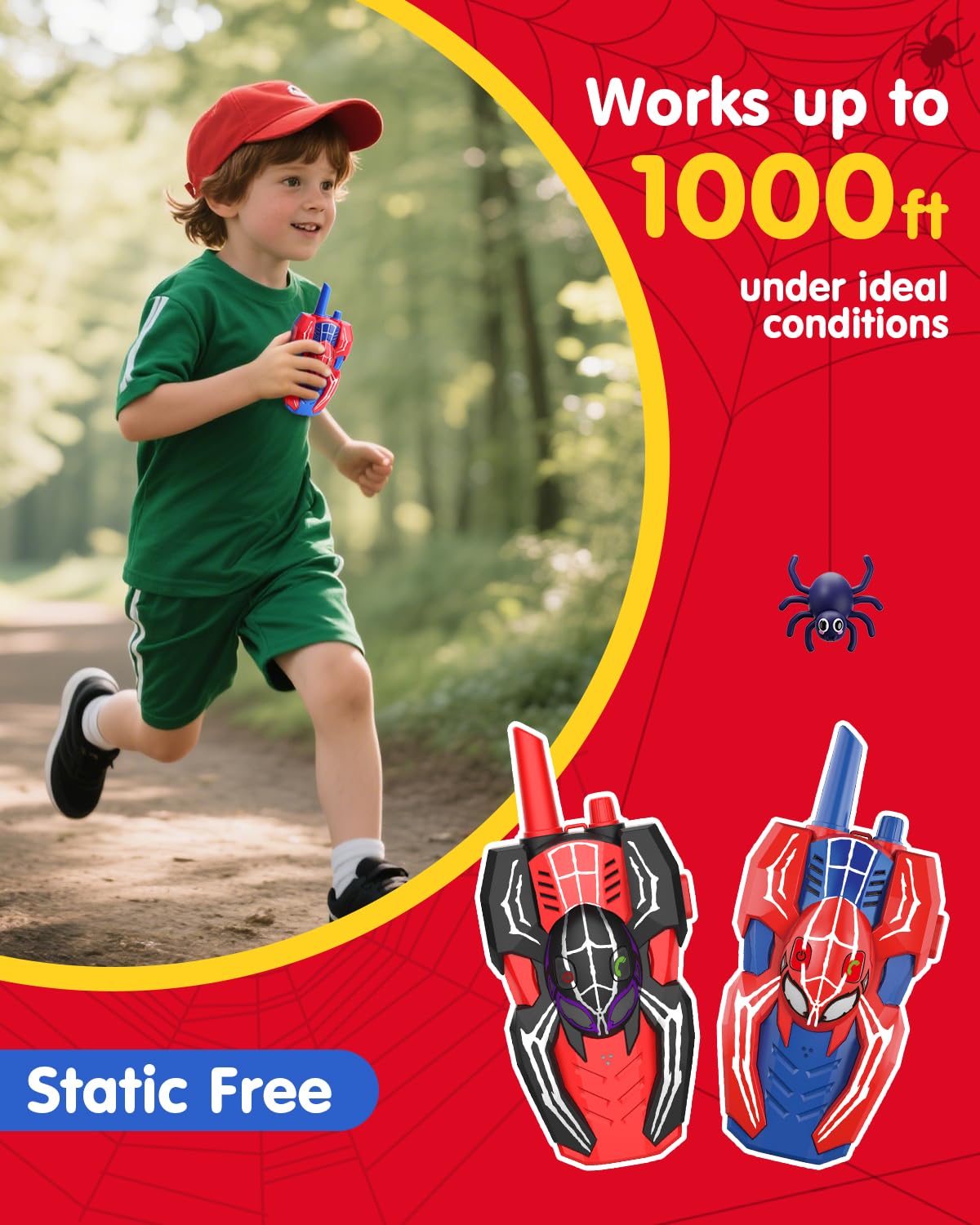 Humzo Spider Hero walkie side view, compact and lightweight for small hands.