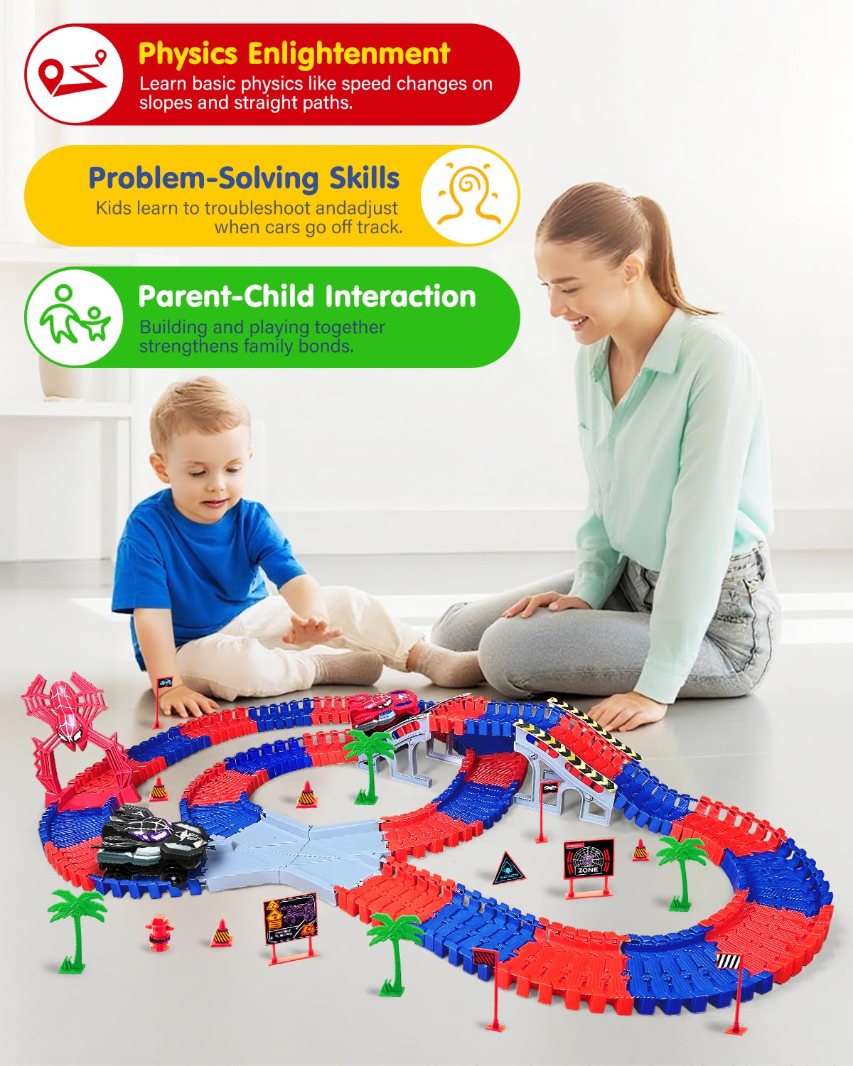 Humzo Spider Tracks indoor play promoting parent-child bonding and collaboration