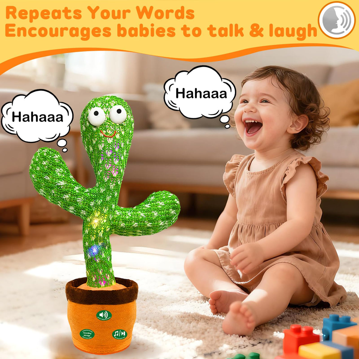 Hunfur cactus toy volume control button for comfortable listening