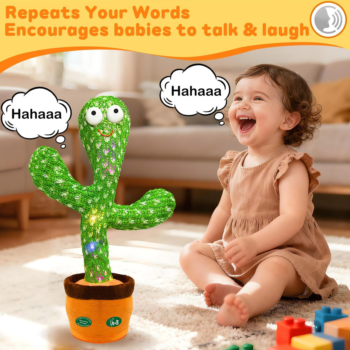 Hunfur interactive cactus toy recording feature supports early speaking practice.
