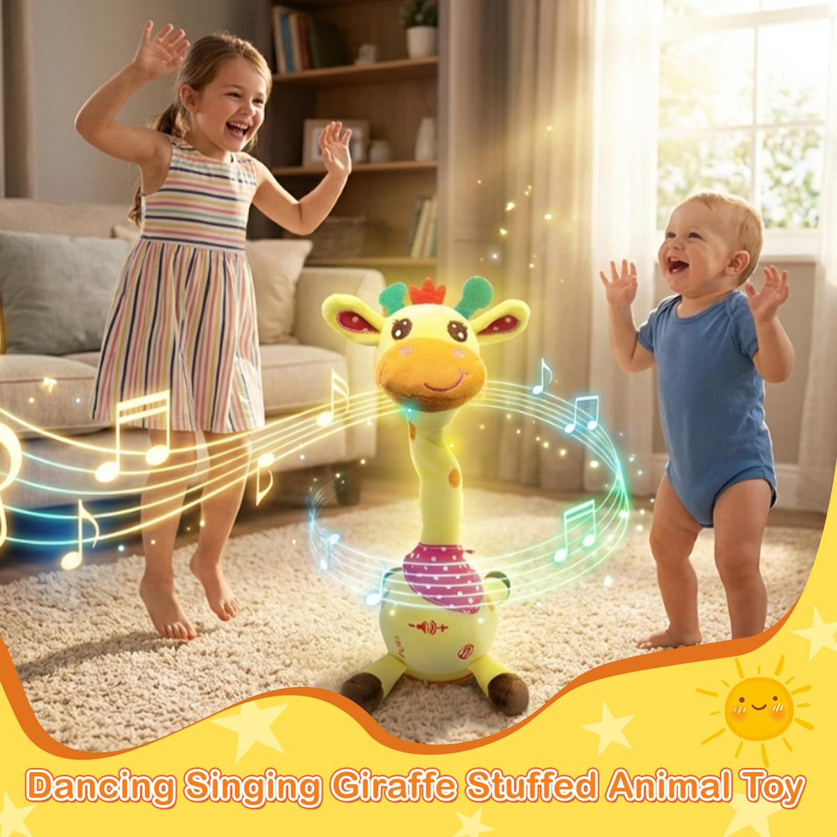 Hunfur plush giraffe with soft fabric and safe materials