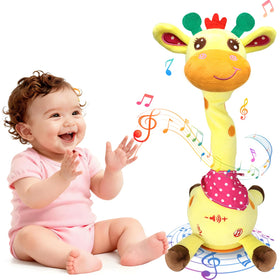 Hunfur Talking Dancing Giraffe toy with glowing lights for tummy time and engagement