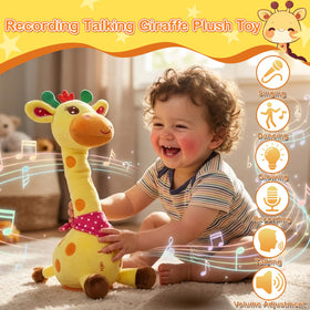 Hunfur giraffe toy with lights during tummy time play