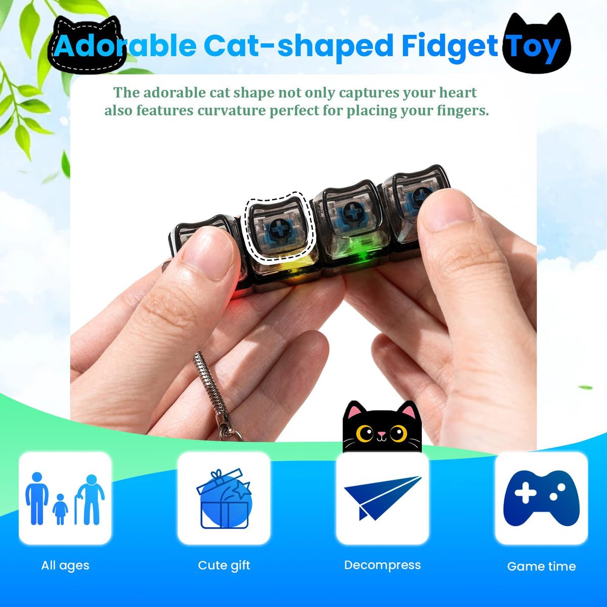 Hunfuthr luminous cat keyboard black variant for smooth, focused keypress
