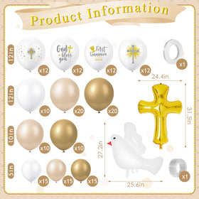 Hungdao 169-pcs First Communion Balloons Kit sand white balloons add soft, timeless tones.