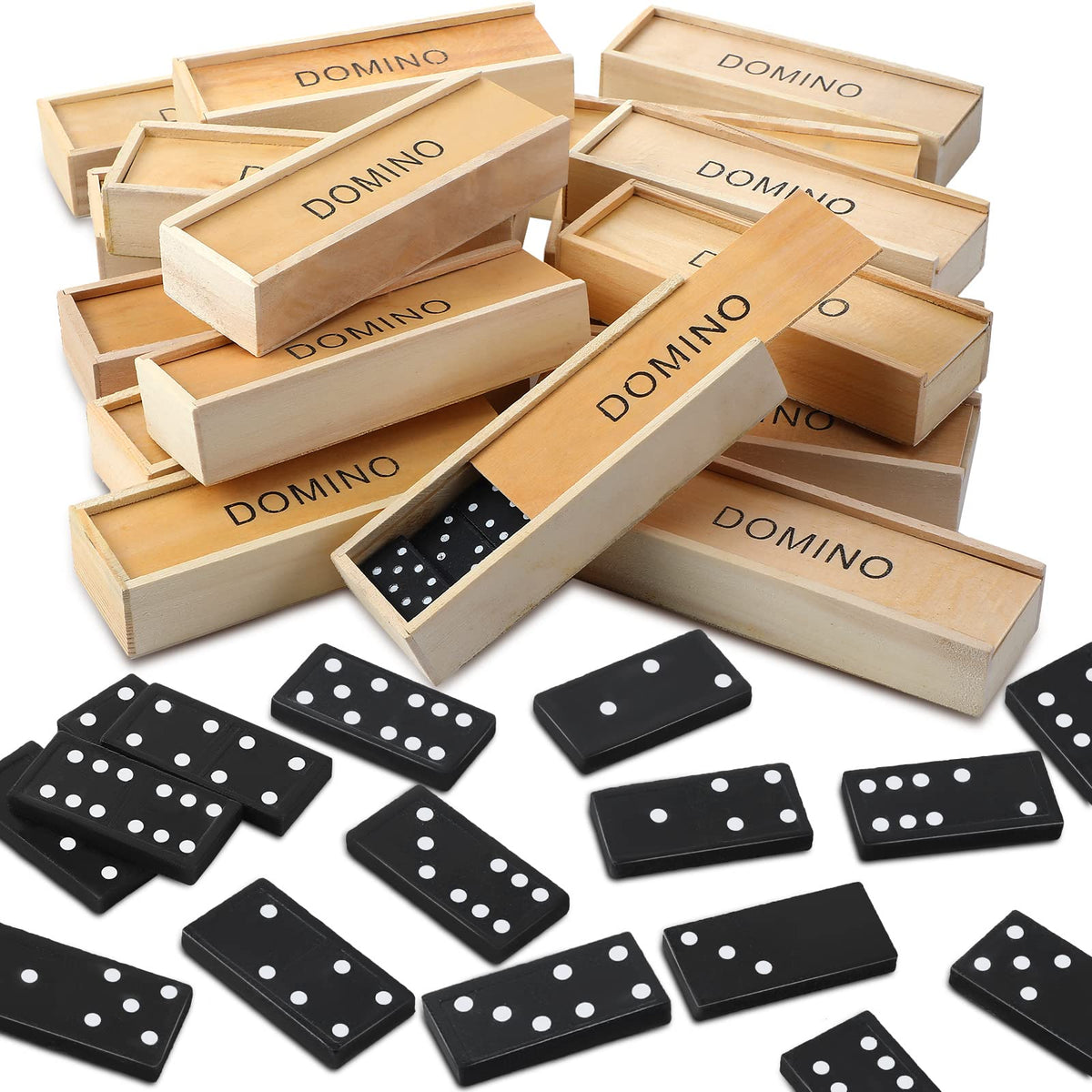 Hungdao mini dominoes with wood case — travel-friendly family game.