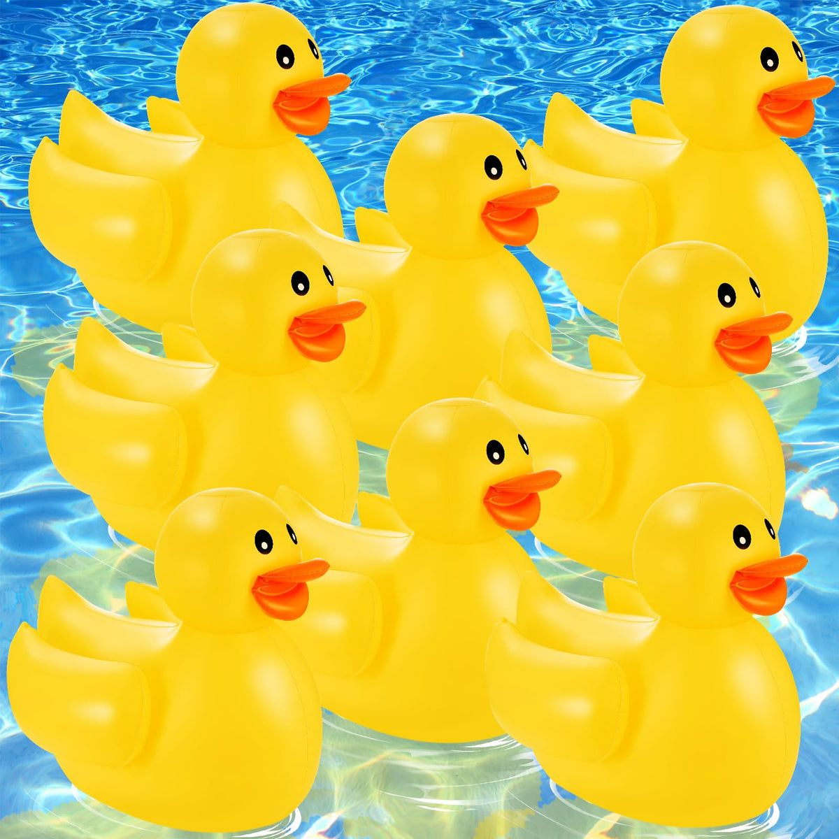 Hungdao 8-pack inflatable ducks for 16-inch pool fun and decor
