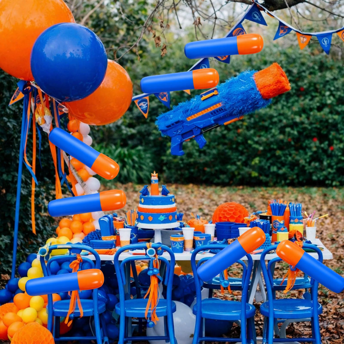 Hungdao dart battle supplies blue orange create a vivid party arena.