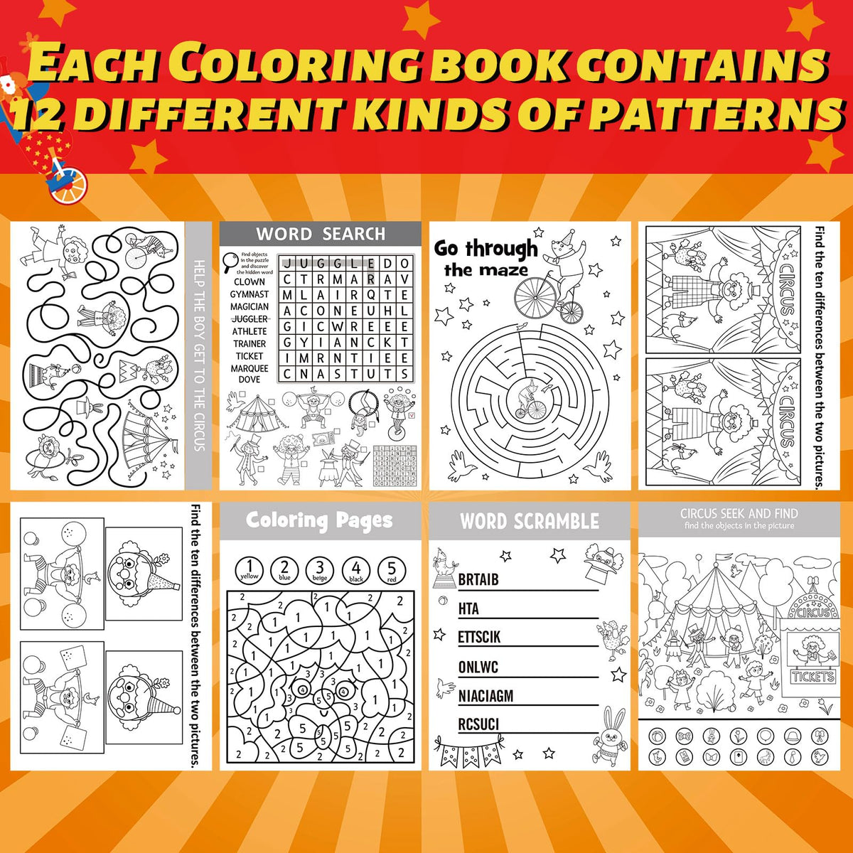Hungdao circus mini activity book mazes to boost problem solving during trips