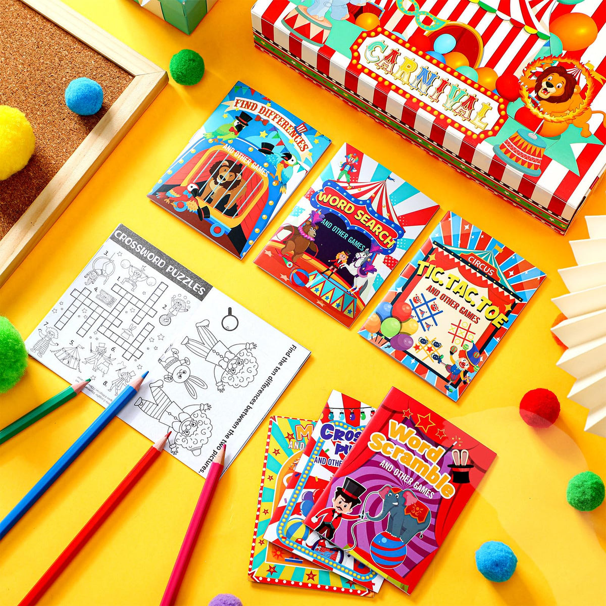 Hungdao circus mini activity book word search pages for early literacy practice