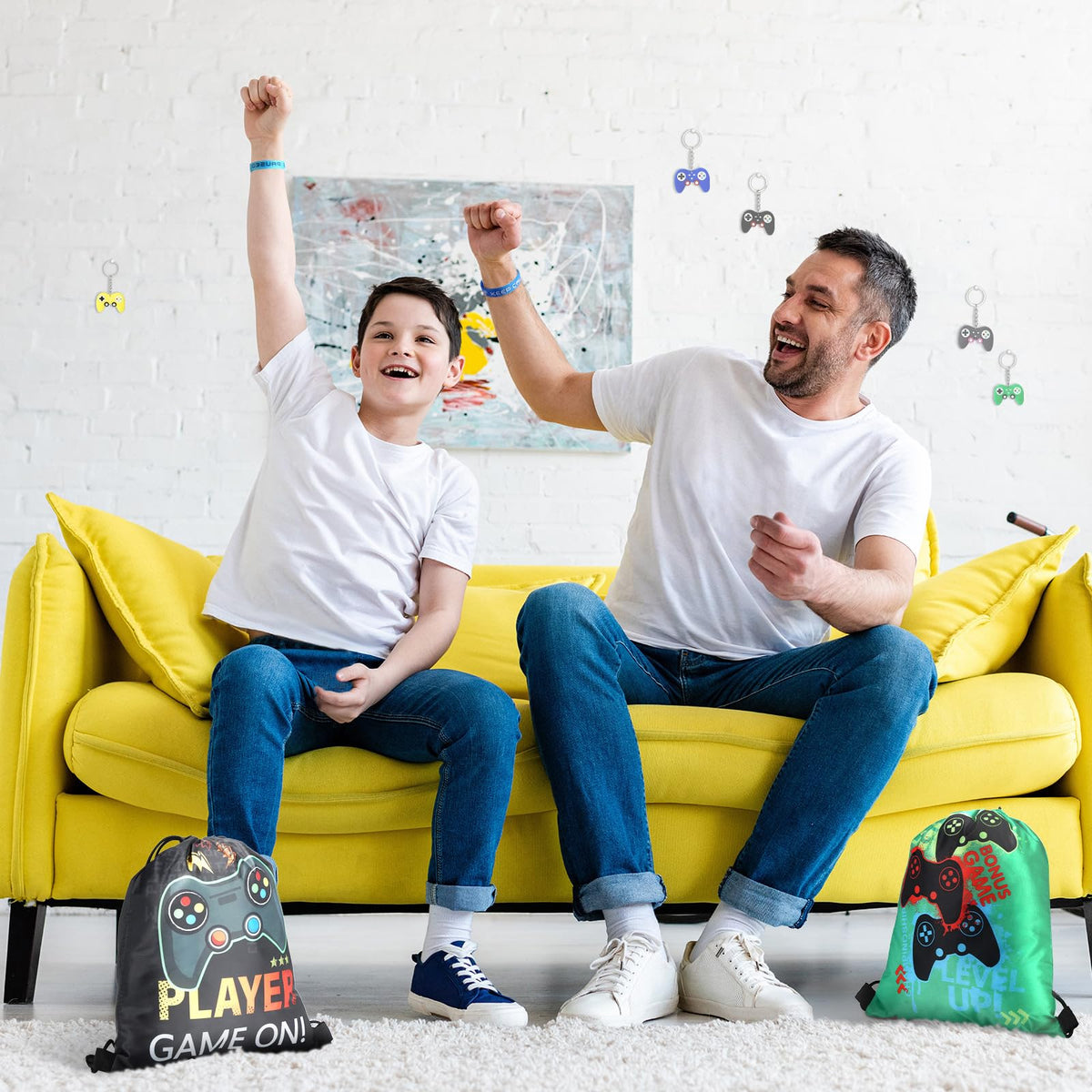 Hungdao colorful game-theme patterns enhance party decorations and keepsakes.