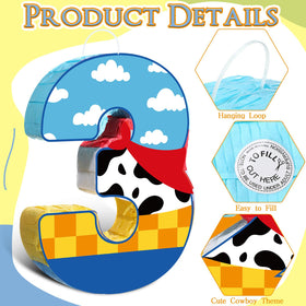 Hungdao cowboy-design pinata hanging setup adds festive decor and anticipation.