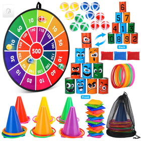 Hungdao dart board set with hanging hook for quick outdoor setup and family play.