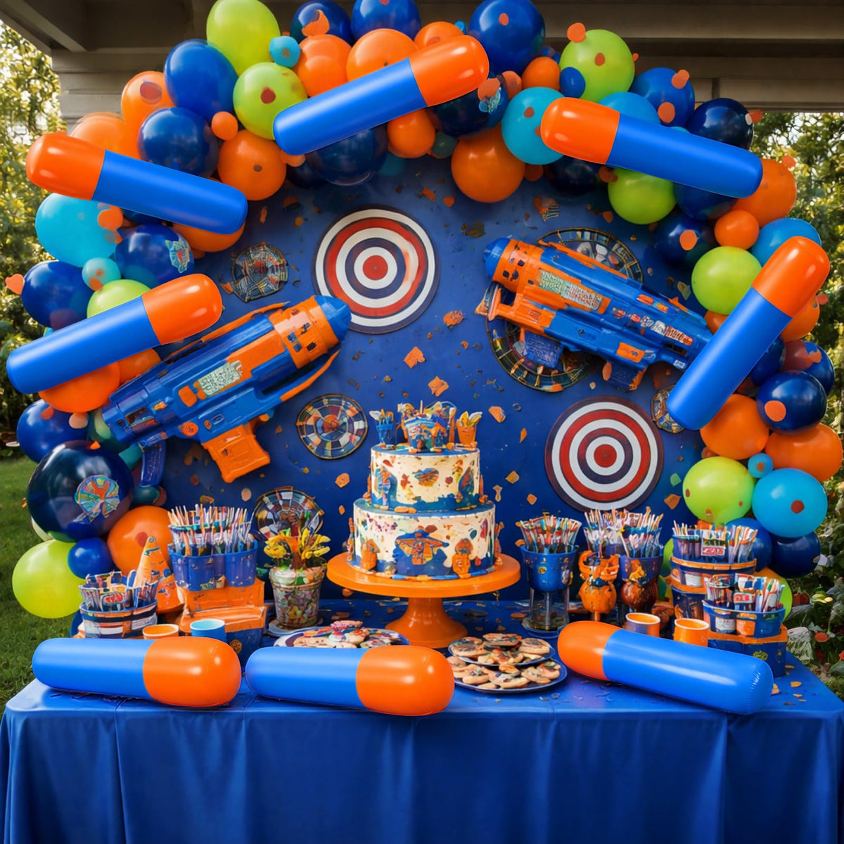 Hungdao blue orange dart party props provide quick setup for exciting battles and photos.