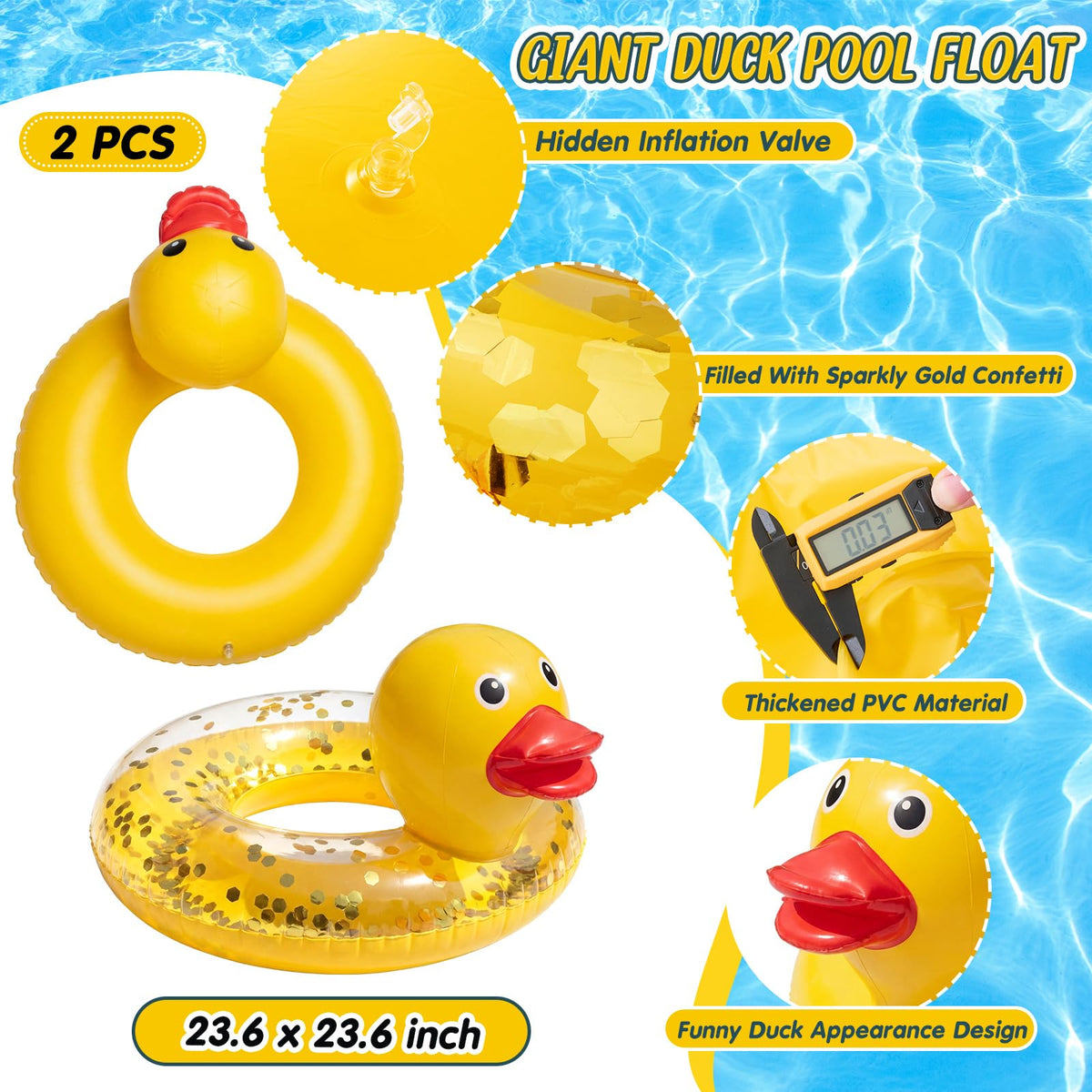 Bright colors duck float by Hungdao adds cheerful vibes to pool.