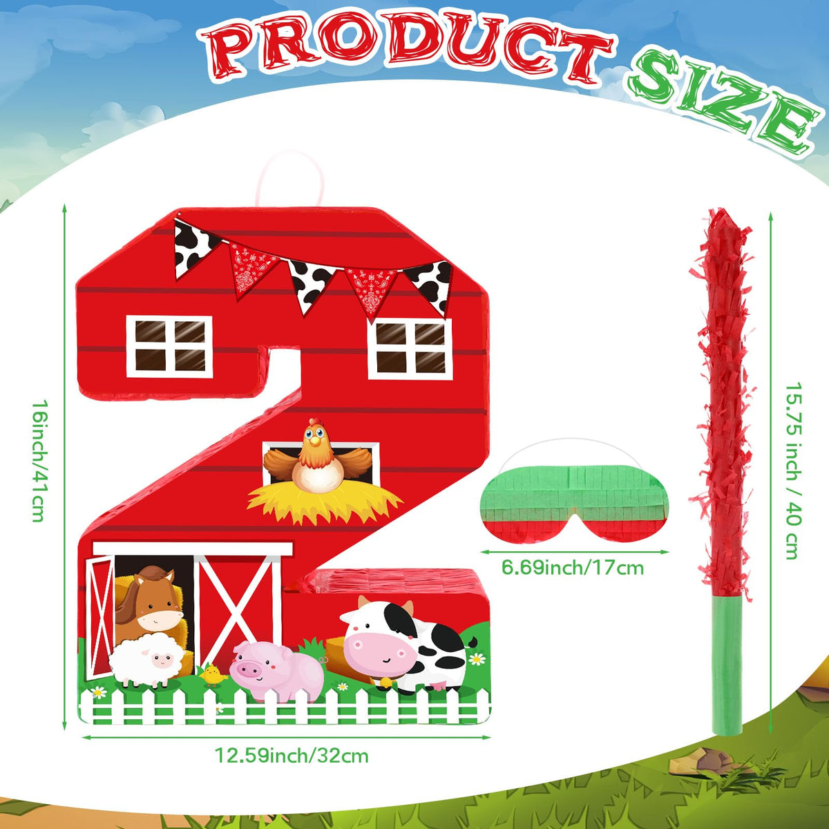 Hungdao farm pinata bat stick, sturdy PVC bat for safe, engaging piñata fun.