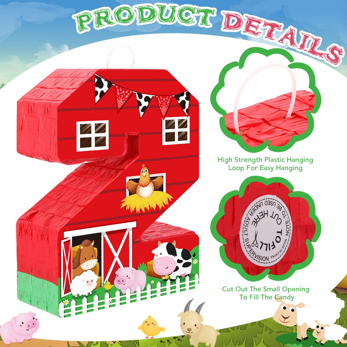 Hungdao farm pinata blindfold mask, lightweight, comfortable fit for kids and adults.